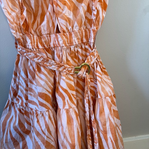 Derek Lam Collective Orange Pink Zebra Print Cutout Dress - Picture 4 of 9